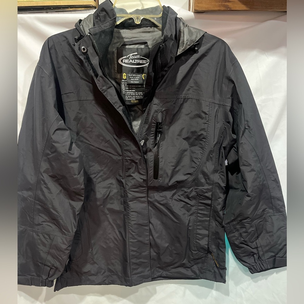 Realtree Black Nylon Jacket with Yellow Accents